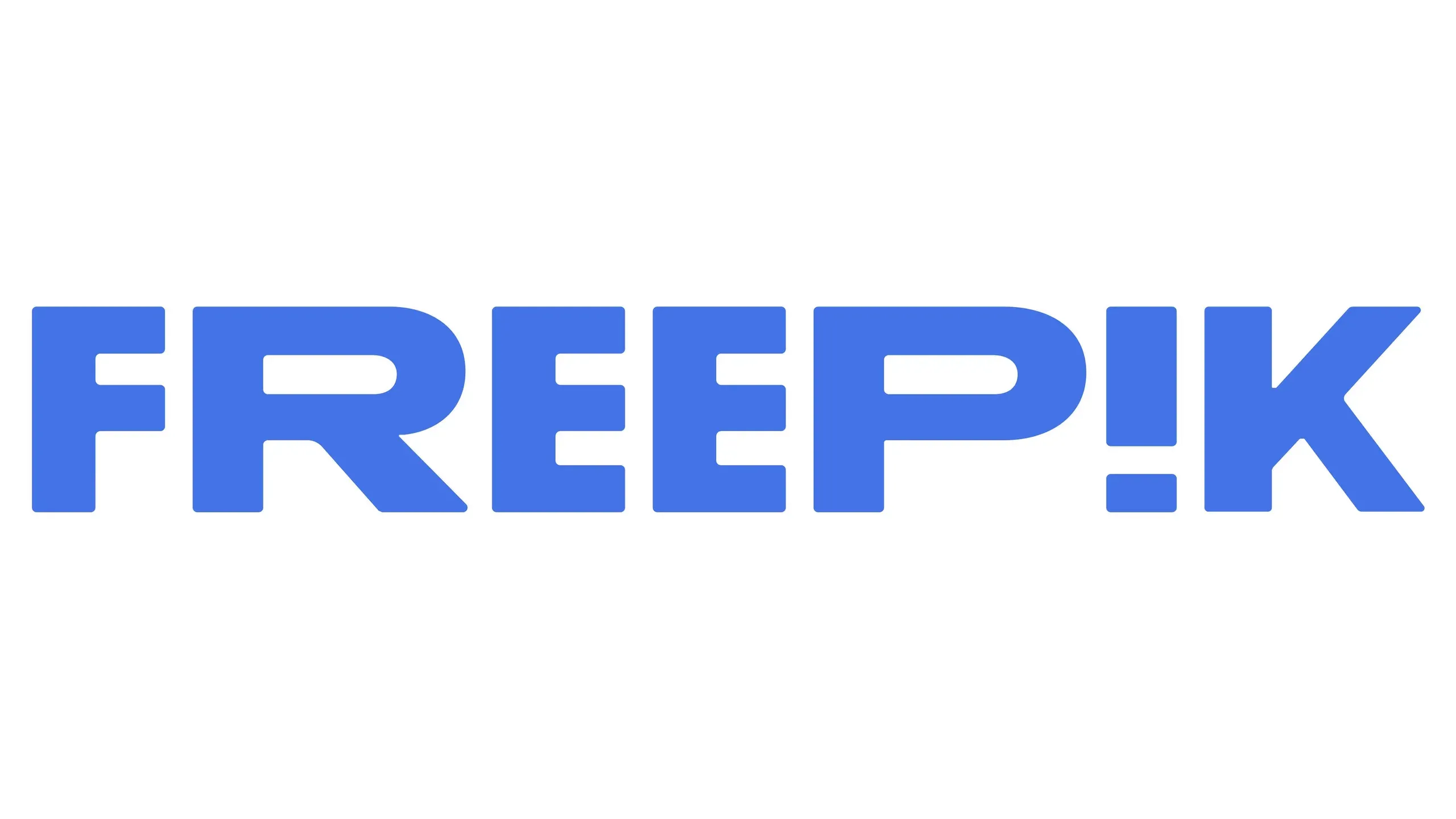 Schriftzug FREEP!K in blauen Blockbuchstaben auf weissem Hintergrund