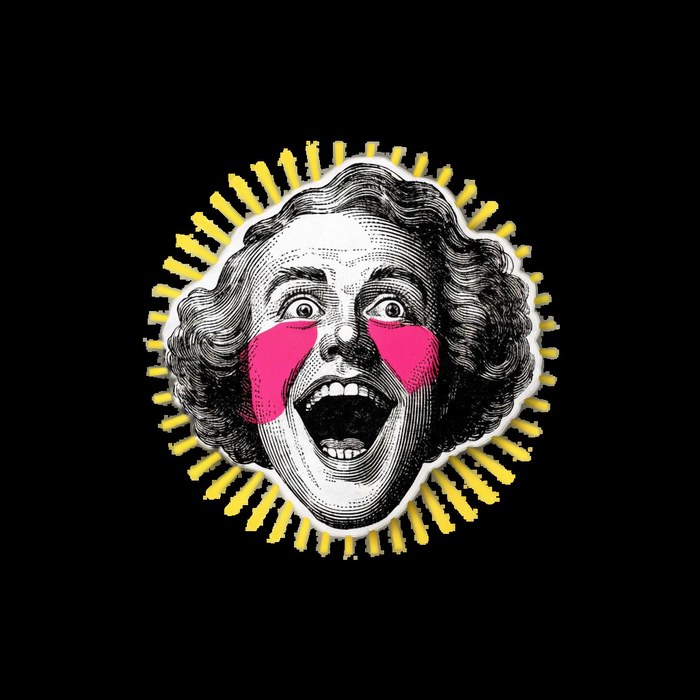 Gestaltetes KI-Motiv in Pink und Gelb
