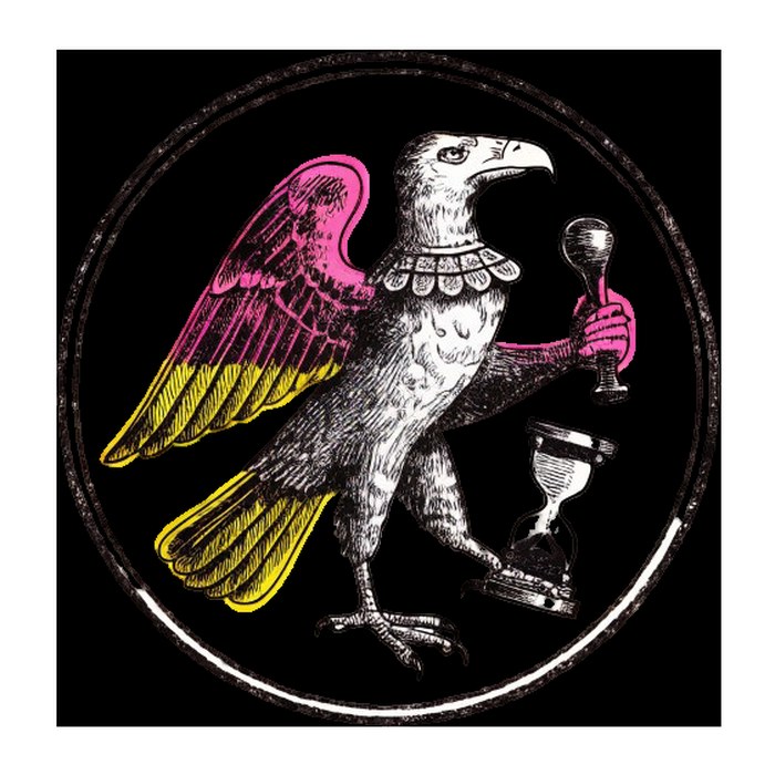 Heraldische Illustration in Gelb und Pink